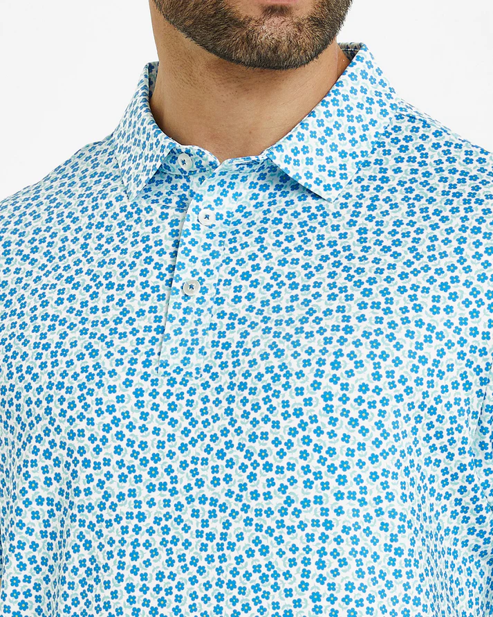 Men's Floral Golf Shirt in Blue for Stylish Performance on the Course