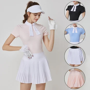 Custom logo short-sleeved tops, tennis sport T-shirts for women, breathable jerseys for women, golf clothing, polo shirts(10-12$)