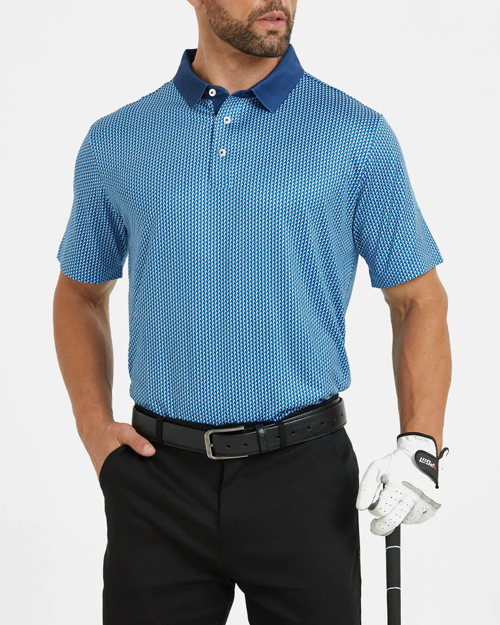 Men's Golf Polo Shirt - Blue Performance Polo for Ultimate Comfort and Style