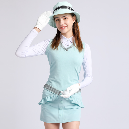 Custom Logo Women's Clothing Fashion Golf Suit Long Sleeve Golf Polo T-shirt Set