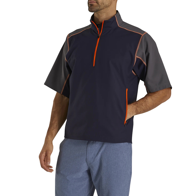 Custom OEM Men Clothing Polo Casual Plus Size Sweatshirt Splicing With Zipper Short Sleeves Men Golf Pullover