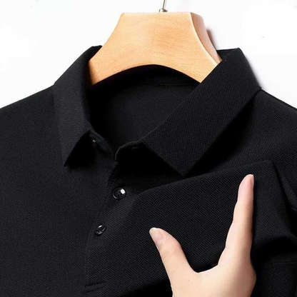 Autumn Casual Business T-Shirt for Men Slim Fit Short Sleeve for Polo Korean Style Button Custom Logo Solid Knitted Men's Casual