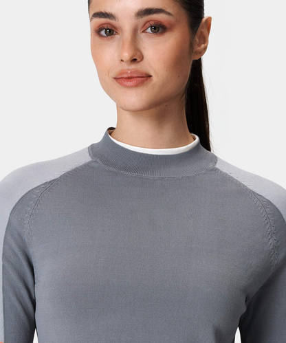 High Quality Ladies Active Wear Long Sleeve Golf Pullover Custom Logo Printed Crewneck Sweatshirt for Autumn Jersey Fabric Stand