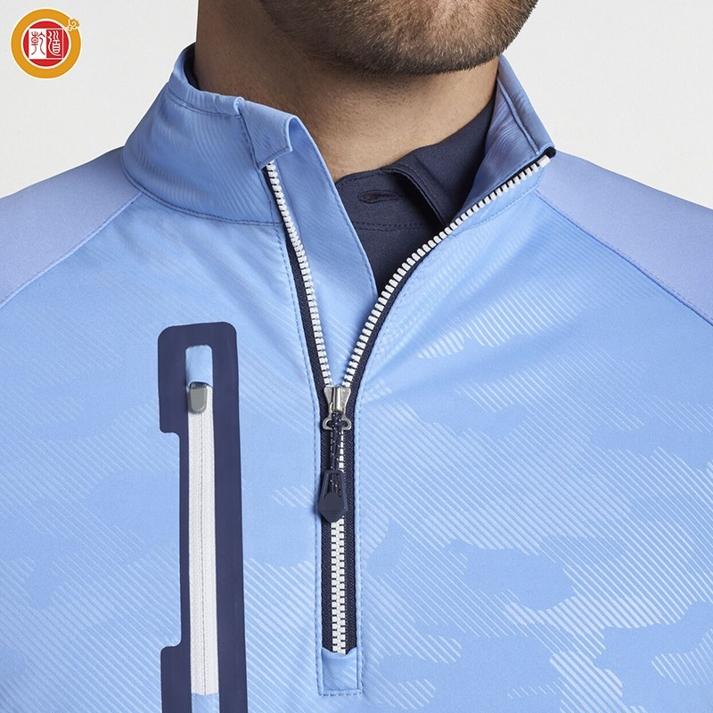 Custom Print Logo Patterns High Quality Bamboo Men 1/4 Zip Neck Vintage Heavyweight Golf Pullover Patchwork Sweatshirt