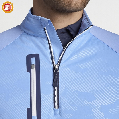 Custom Print Logo Patterns High Quality Bamboo Men 1/4 Zip Neck Vintage Heavyweight Golf Pullover Patchwork Sweatshirt