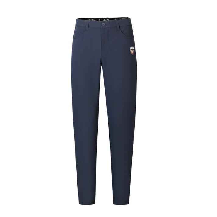 Men's Dark Blue Straight-Leg Trousers