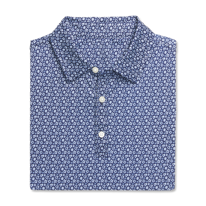 Custom Logo Quick Dry Performance Athletic Casual Spandex Polyester Floral Printed Sublimated Knit Firm Collar Golf Shirt Polos