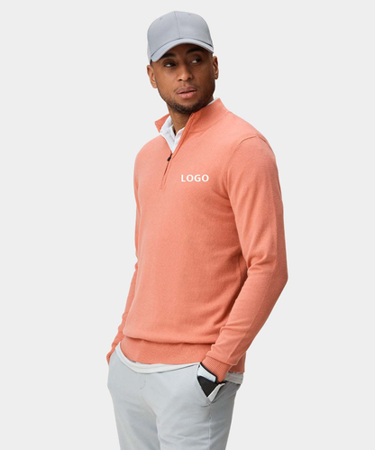 Custom Logo Print Plain Dyed Solid Sport Golf High Quality 1/4 Quarter Zip Collar Hoodie Pullover Sweatshirts for Men