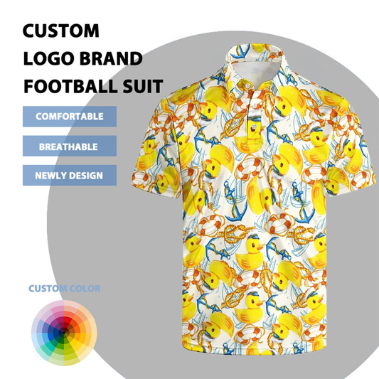 Custom Logo Yellow 80s Flashes for Polo Shirts Funny Hawaiian Beach Summer Golf Jersey Made of Polyester for Beach Summer Sports