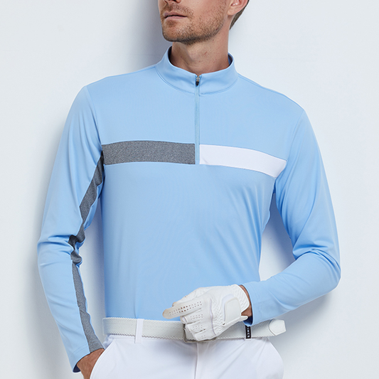 Custom Design Logo Embroidery Bamboo High Quality Long Sleeve Sublimation Performance Zip Neck Men Golf Sweatshirt