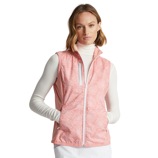 Custom logo full-body printed, full-zip, French terry sleeveless personalized women's plus-size sports women's golf vests