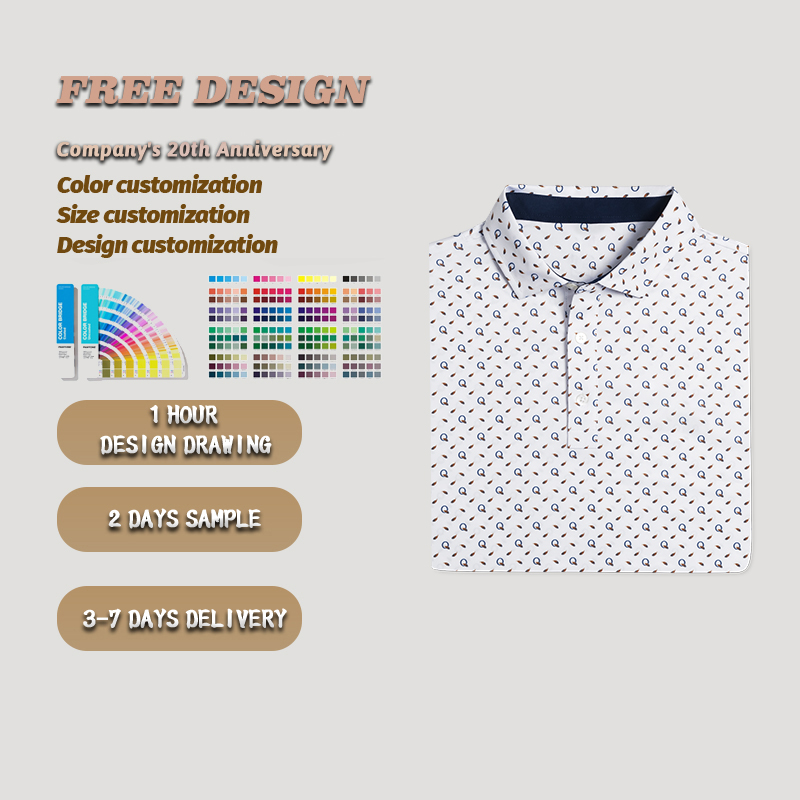 Custom Logo Eco Men's Sport Polyester T-Shirt High Quality Performance UPF Sublimation Print Funny for Polo Golf T-Shirts