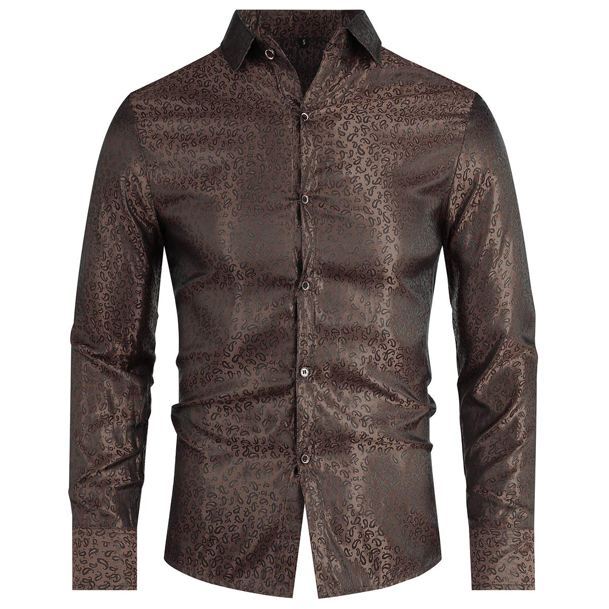 Custom Logo Printing Paisley Shirt Men Long Sleeve Dress Shirt Button-down Casual Regular Fit