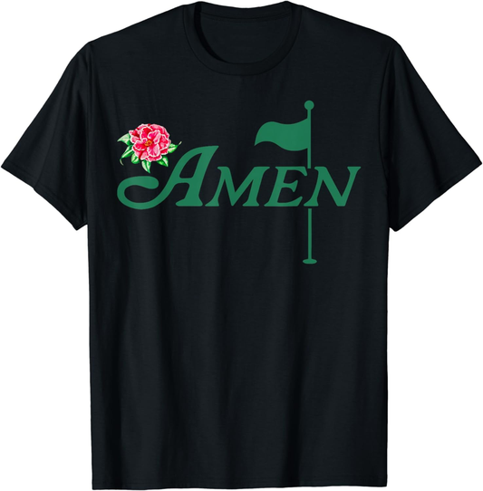 Custom Black O-Neck Design Amen Floral Print Manufacturing 100% Cotton Golf t Shirts for Men Cheap