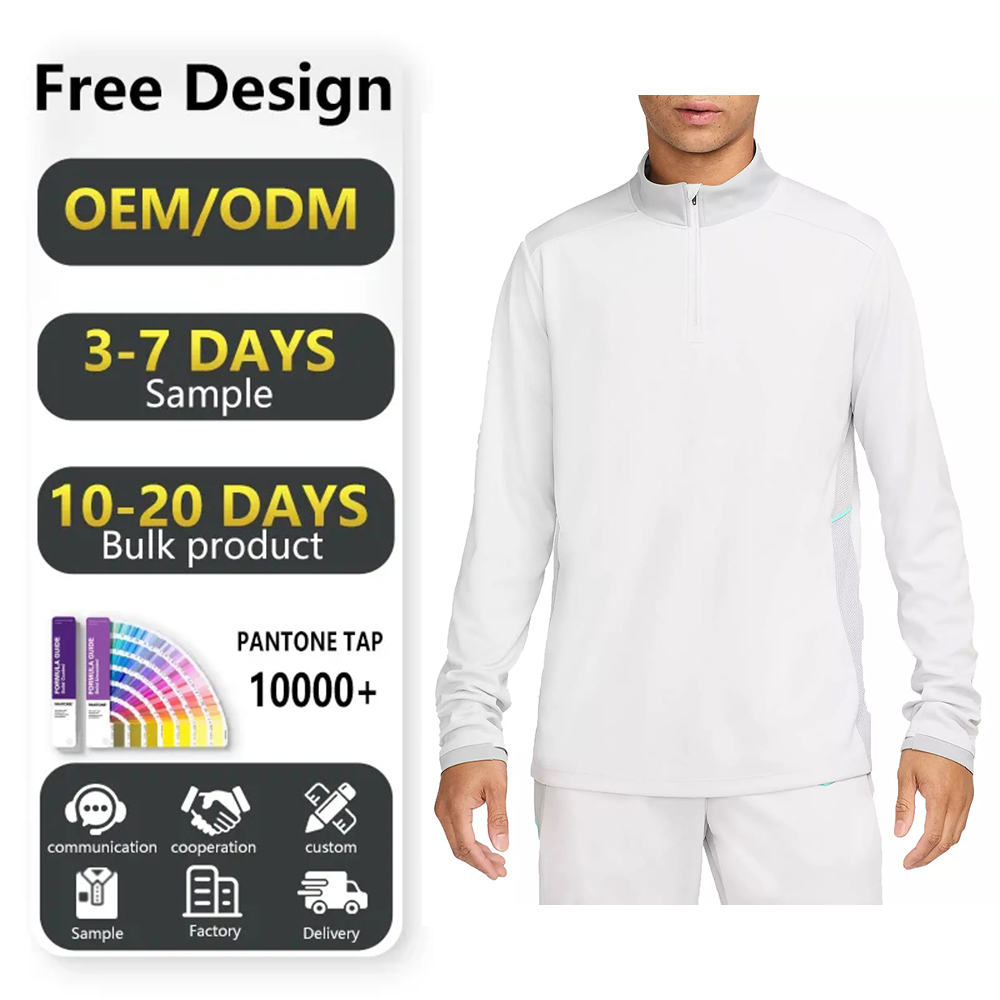 Custom High Quality Performance Athletic Sport Slim Fit Knit Jumper Mens Quarter Zip Pullover Golf Running Soft Sweatshirt