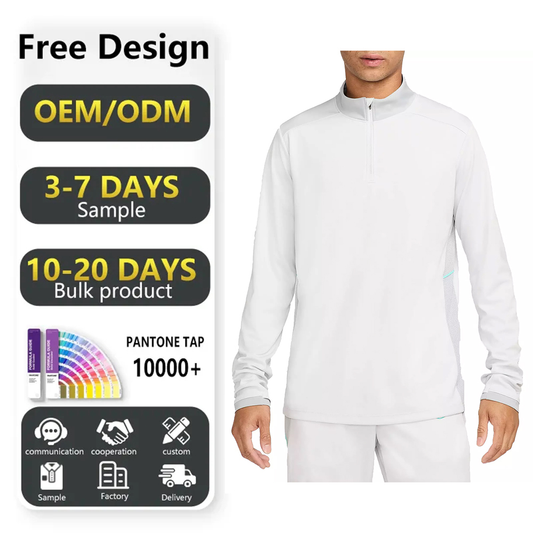 Custom High Quality Performance Athletic Sport Slim Fit Knit Jumper Mens Quarter Zip Pullover Golf Running Soft Sweatshirt