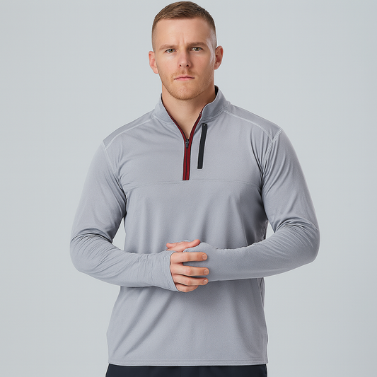 Custom Logo Men's Half Zip Sweatshirt Designed Quick-Drying Outdoor Sports Pullover 320 Gsm for Autumn