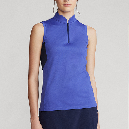 Lady Quick Dry Sleeveless Womans 1/4-zip Golf Polo Shirts Polyester Women T Shirt and Top