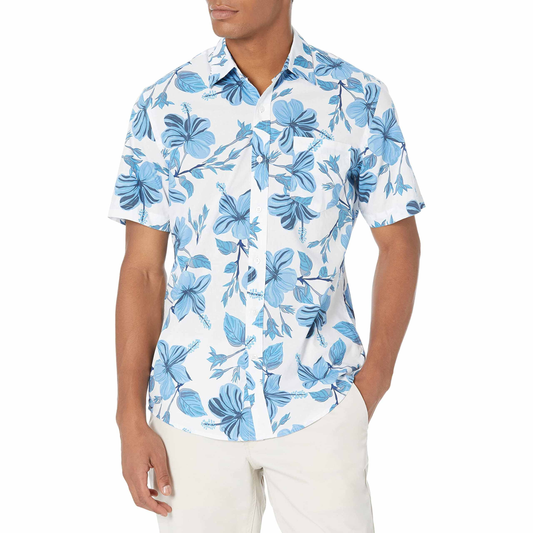New Design Logo Men's Shirt Essentials Slim-fit Short Sleeve Printed Hawaiian Holiday Men's Shirt