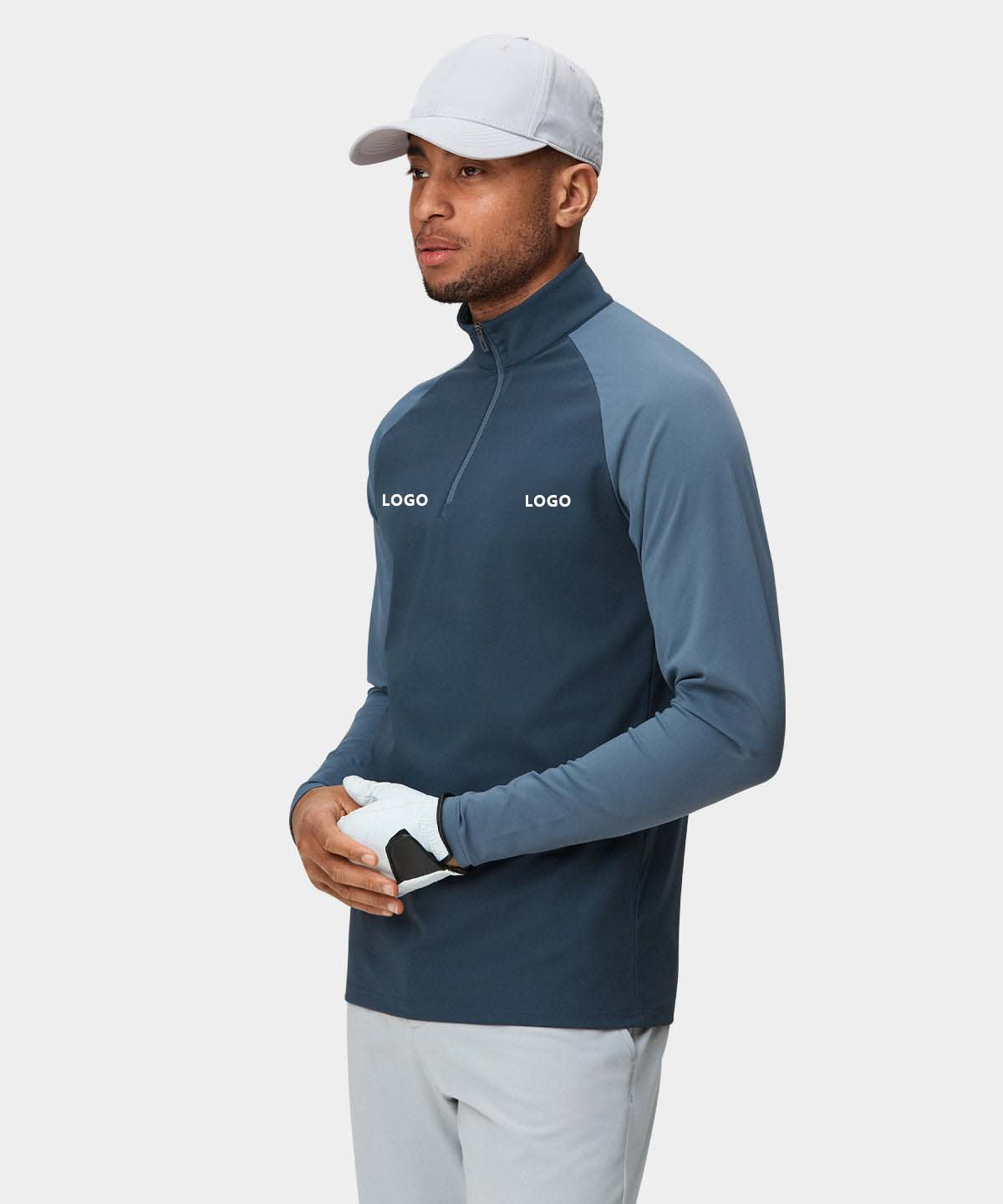 Custom Logo Print Plain Dyed Solid Luxury Colorblock Golf Long Sleeve 1/4 Quarter Zip Collar Hoodie Pullover Sweatshirts for Men