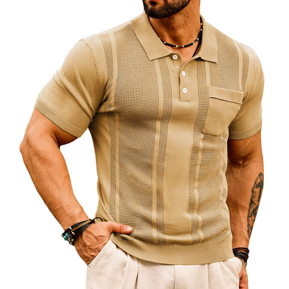OEM Breathable Soft Lightweight Comfortable Short Sleeve Khaki 3 Buttons Placket Fastening Polo Shirts Custom logo