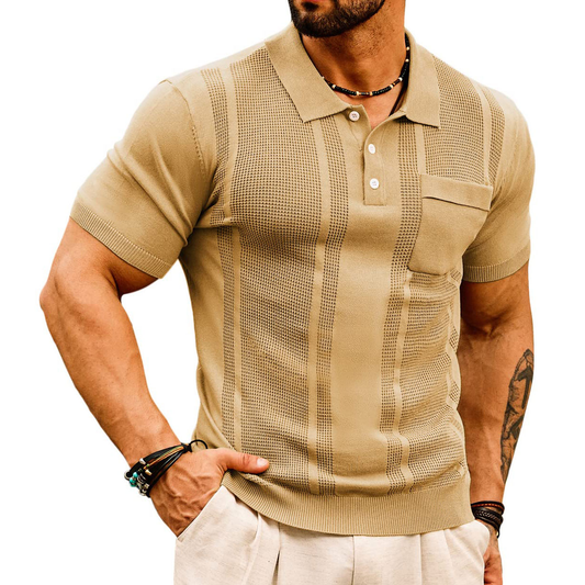 OEM Breathable Soft Lightweight Comfortable Short Sleeve Khaki 3 Buttons Placket Fastening Polo Shirts Custom logo