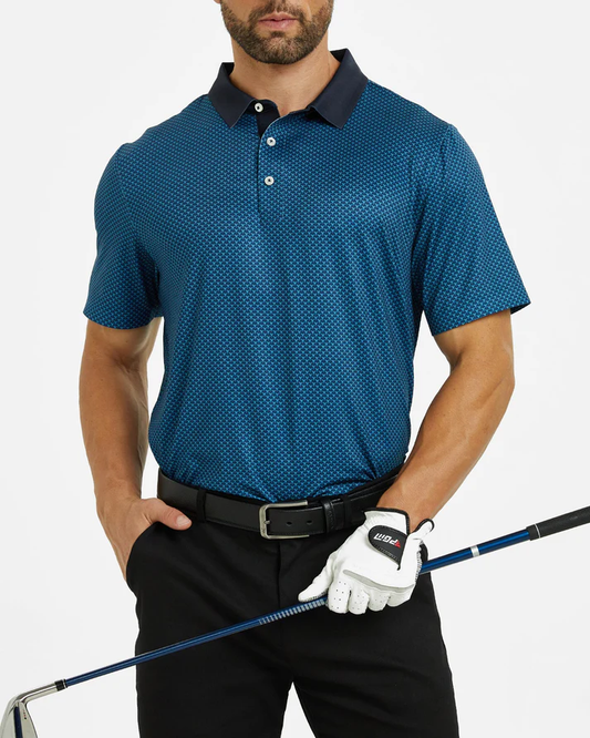 Men's Luxury Golf Polo Shirt - Stylish Dark Blue Lightweight Design