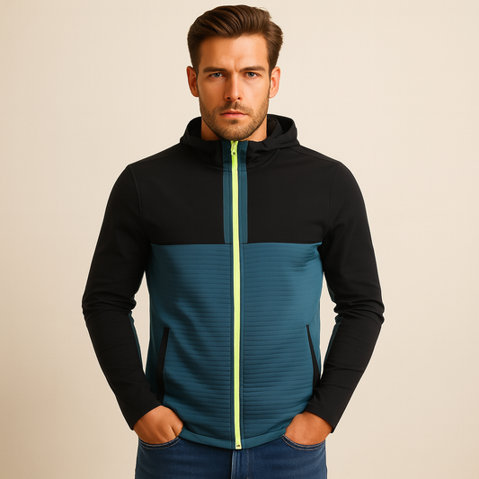 Custom logo Print Long Sleeve Golf Hoody Black Vintage Double Zip up Hoodie for Men