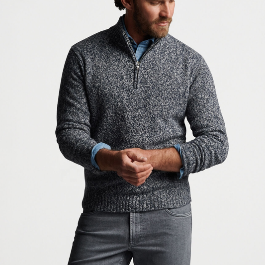 Custom Designer Knitted Polyester Cotton Quarter Fleece 1/4 Zip Plus Size Oversize Sweater for Men