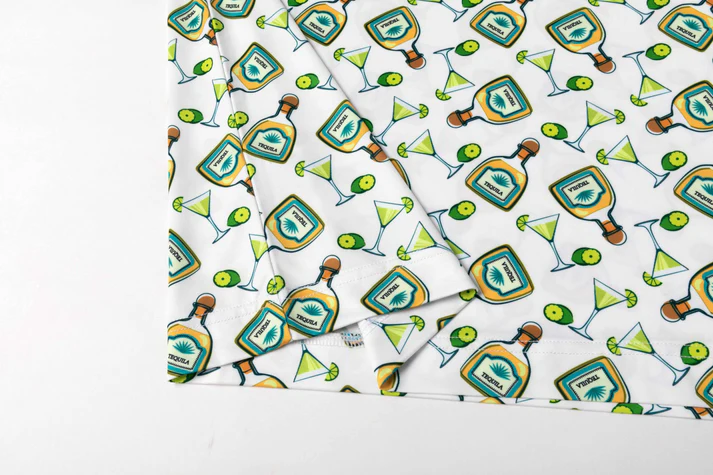 Tequila Drinkware Polo Shirt - Antimicrobial Quick Dry Slim Fit with Themed Pattern