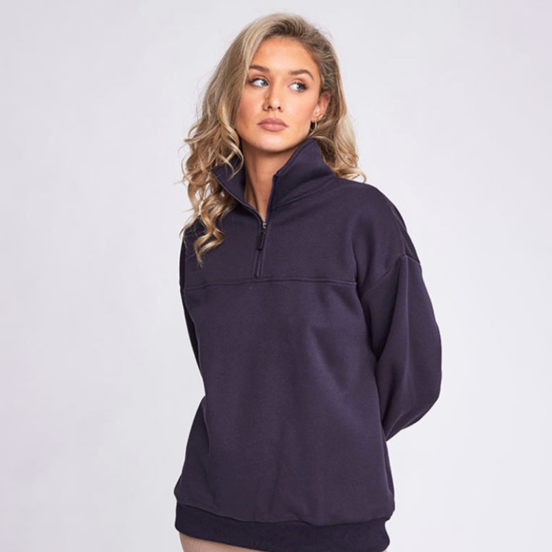 Factory Price Custom Logo Unisex Sport Golf Sweatshirt 1/4 Zip Collar Slim Fit Black Sweatshirt for Women