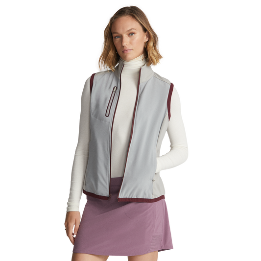 Custom logo printed, full-zip, French terry cloth sleeveless women's sports and fitness plus-size women's golf vests