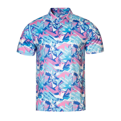 Colorful Geometric Polo Shirt - Antimicrobial Quick-Dry Slim Fit for Ultimate Comfort