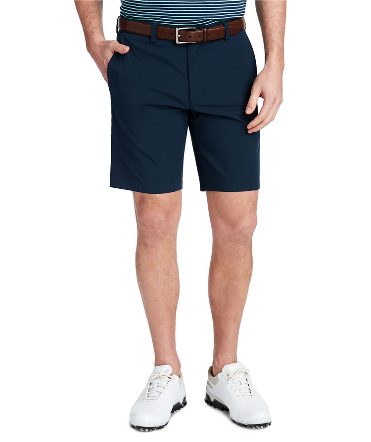 Chinese suppliers offer high-performance cotton 9-inch summer golf shorts for men, with a casual style, printed designs, zipper pockets and available for knitwear OEM