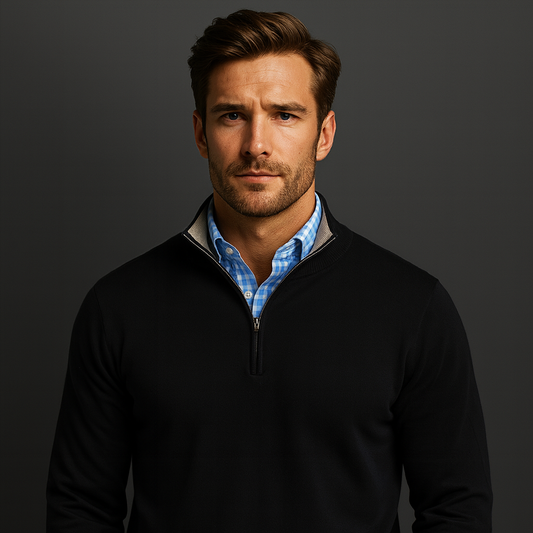 OEM Plus Size Custom Spandex Cotton Blend Knit Thick 1/4 Zip Sweater Pullover Golf Sweatshirt for Men Homme