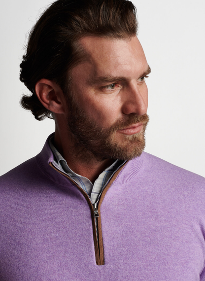 Custom Logo Winter Plain Artisan Crafted Cashmere Flex Quarter Zip Neck Purple Golf Pullover Men's Sweaters