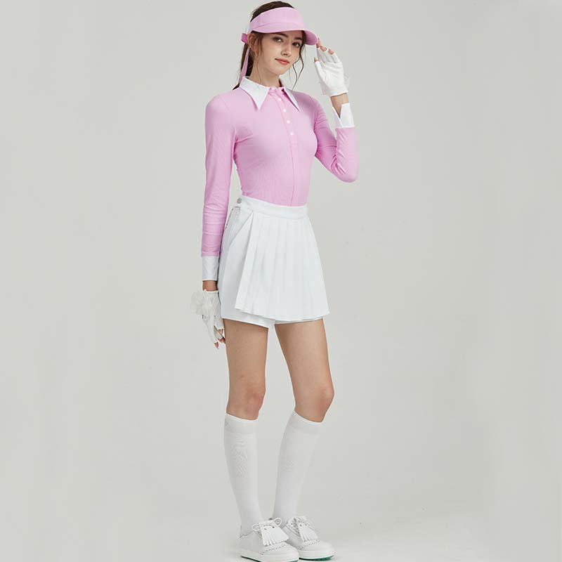 Custom-made women's high-waisted figure-hugging sport skirts, women's breathable pleated golf skirts for autumn