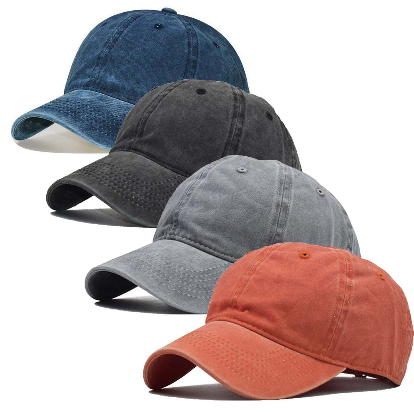 Custom factory-designed sets of 4 sports hats, running and fitness golf hats with custom logos, men's baseball hats