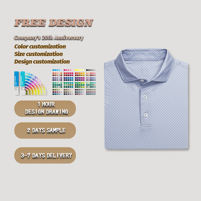 Design Performance 80% Polyester 20% Spandex High Quality White Button Down Short Sleeve for Polo Golf Shirt Sporty Print Style