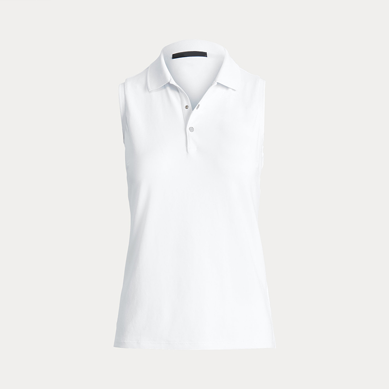 Custom Lady Sleeveless Casual Knitted Plain Spandex Polyester Golf White Polo T-shirt for Women