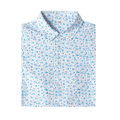 Blue Splatter Polo Shirt - Antimicrobial Quick Dry Slim Fit for Men