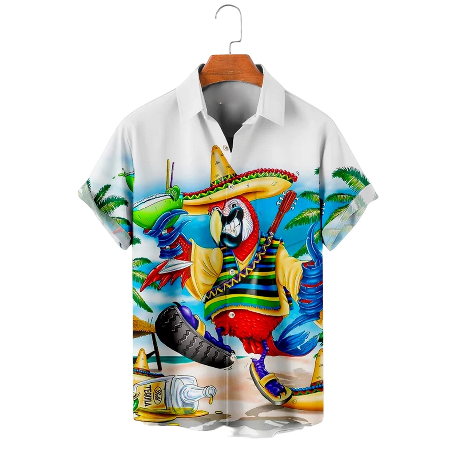 Design High Quality Slim Fit Printed Holiday Buttons up Short Sleeve Beach Custom Hawaiian Shirts for Men Casual