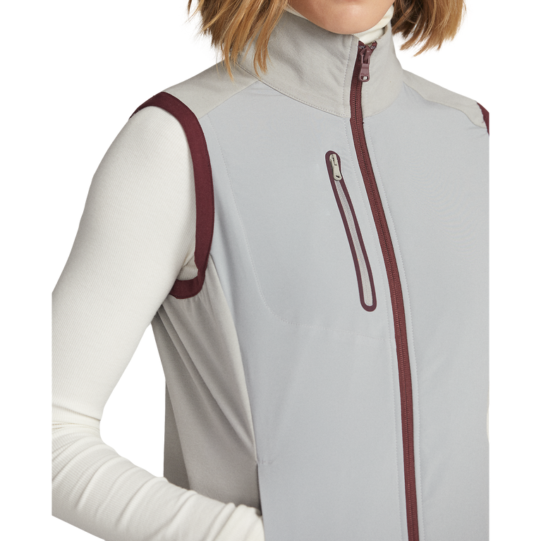 Custom logo printed, full-zip, French terry cloth sleeveless women's sports and fitness plus-size women's golf vests