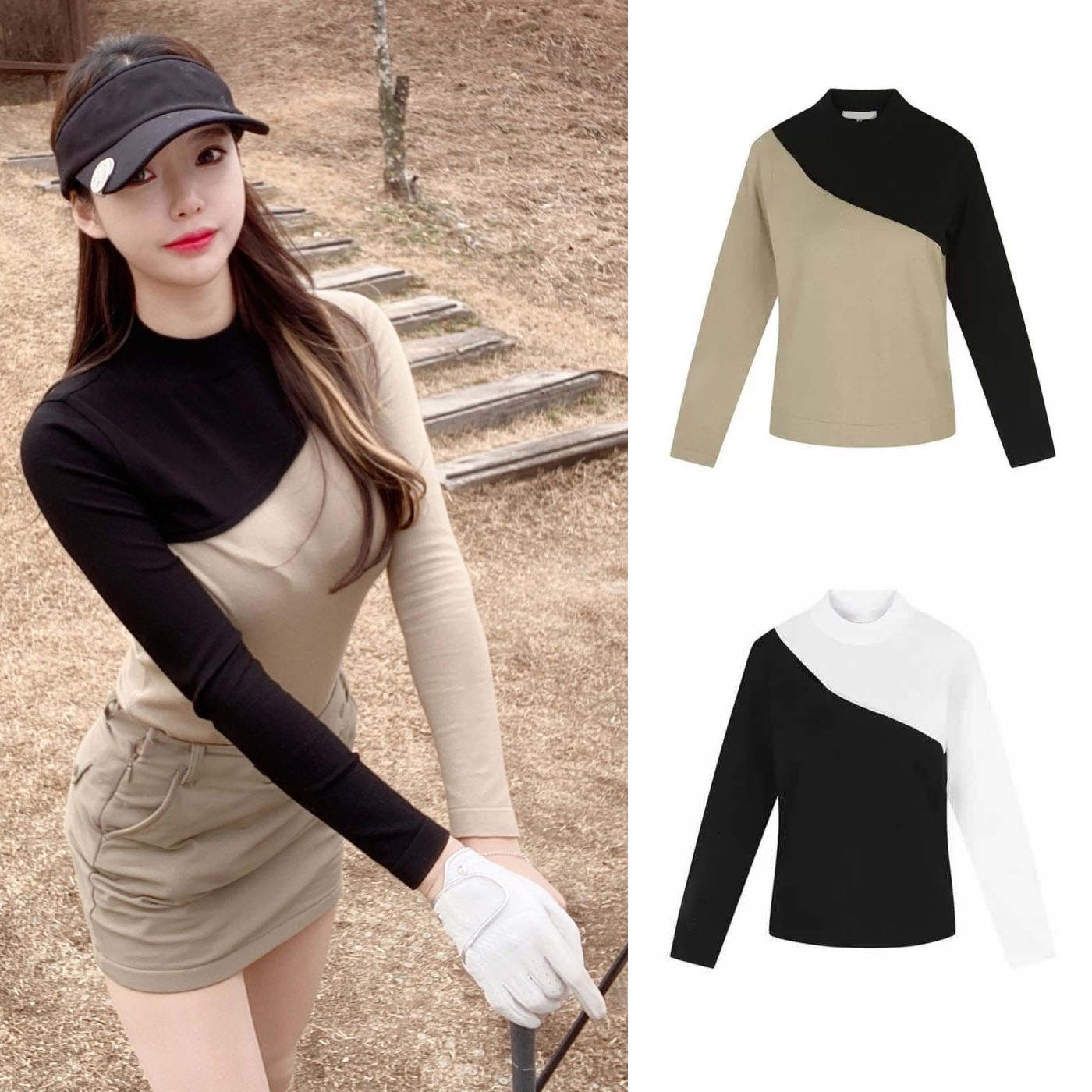 Custom Design Women Golf Knitted Long Sleeved Sport Polo Shirt