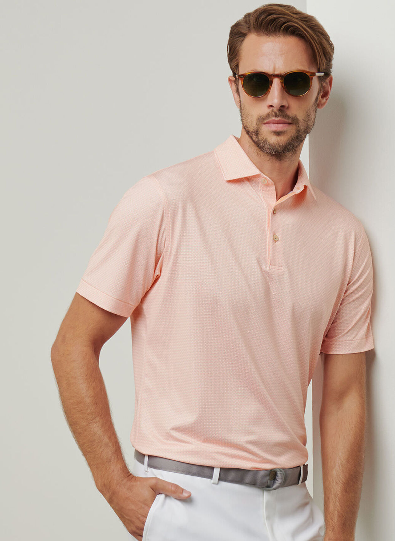 Custom Logo 4 Way Stretch Quick Dry Top Printed Design Golf Wear Slim Fit Mens Golf Apparel Polo Shirts