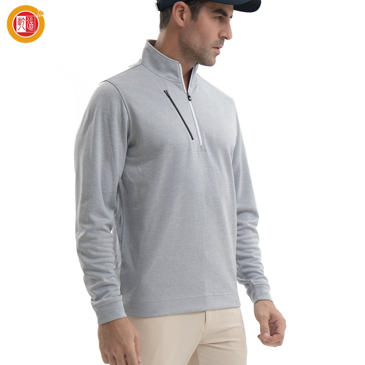 Custom Logo Athletic Men's Slim Fit Long Sleeve 1/4 Zip Golf Pullover Lightweight Quarter Zip Pullover Logo Solid Knitted
