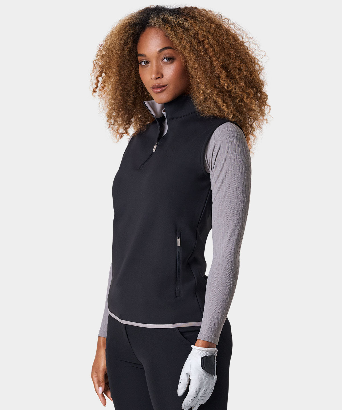 Adjustable sleeveless quick-drying plus-size women's sports and fitness jackets with a quarter zipper for golf