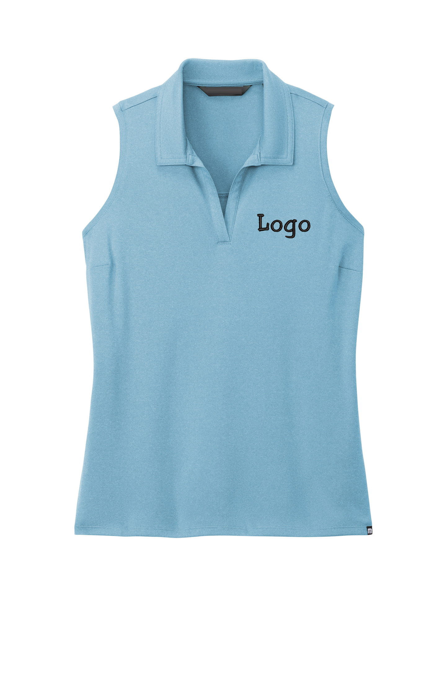 Custom logo Embroidered High Quality Stretch Elastic High Quality V-neck Womens Top Polyester Sleeveless Golf Polo Shirt