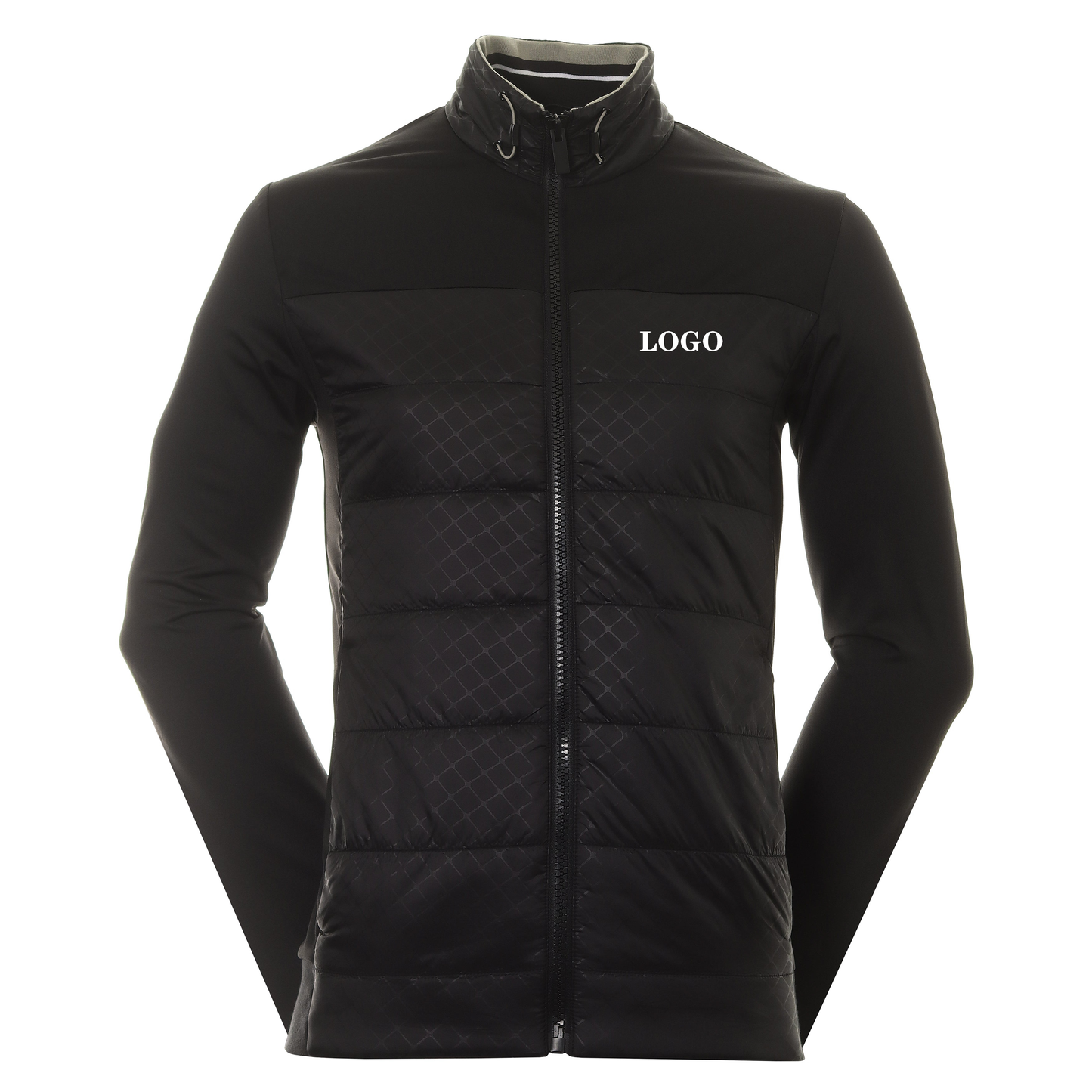 Custom High Quality Performance Sport Athletic Casual Full Zip Lightweight Winter Golf Coats Patchwork Quilted Jacket for Men