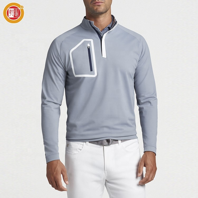 Custom 2025 High Quality Golf Clothing Men With Pocket Half Quarter 1/4 Zip Neck Pullover Sweatshirt
